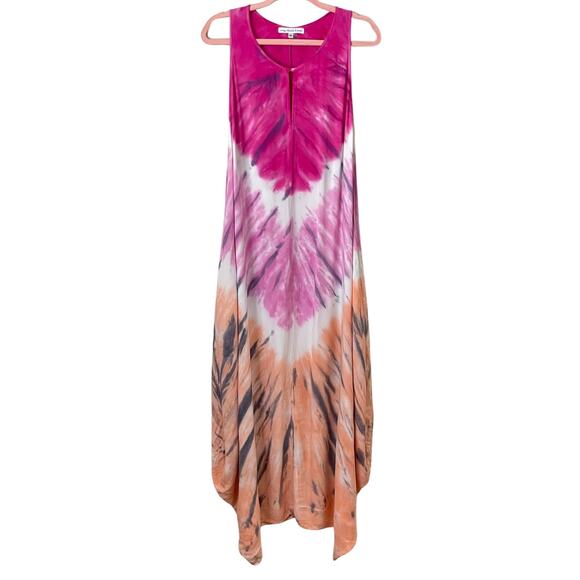 Young Fabulous & Broke Dress Women Medium Pink Maxi Tie Dye Pockets Boho Beach - Picture 1 of 12